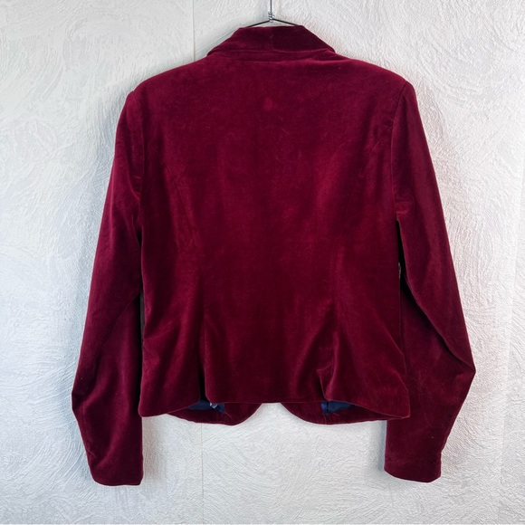 Modcloth Maroon Velvet Cropped Two Button Blazer Size Large - Picture 5 of 10